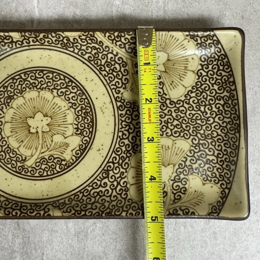 Vintage Japanese Stoneware Ginkgo Leaf Sound Collection Sushi Serving Platter